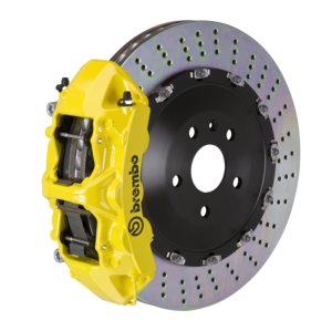 Jaguar F-Type S Brake Kit - Front - Brembo - GT BBK 6Pist Cast 405x34 2pc Rotor Drilled - Yellow - `14-`20
