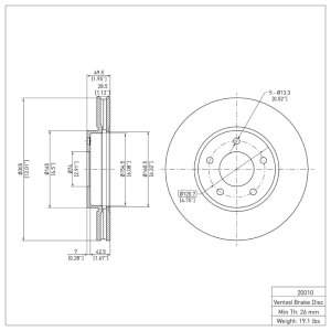 Jaguar XJ8 Brake Rotor (1) - Front - DFC - Plain - `97-`03