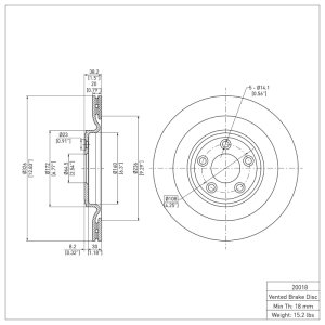 Jaguar XK Brake Rotor (1) - Rear - DFC - Plain - `06-`15