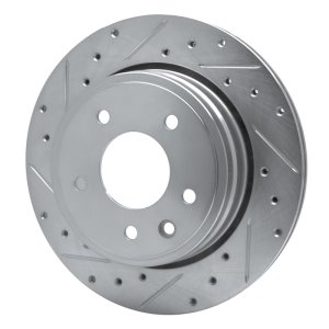 Jaguar XJ8 Brake Rotor (1) - Rear Left - DFC - Drilled & Slotted - Silver - `95-`06
