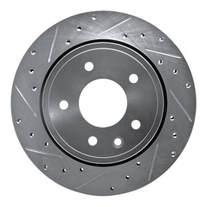 Jaguar XJ8 Brake Rotor (1) - Rear Left - DFC - Drilled & Slotted - Silver - `95-`06