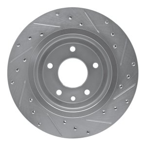 Jaguar XJ8 Brake Rotor (1) - Rear Left - DFC - Drilled & Slotted - Silver - `95-`06