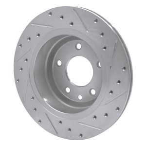 Jaguar XJ8 Brake Rotor (1) - Rear Left - DFC - Drilled & Slotted - Silver - `95-`06