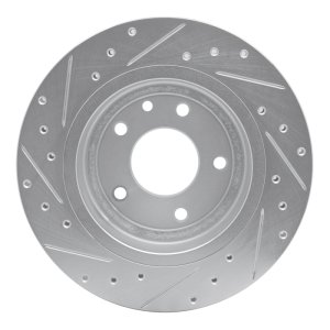 Jaguar XKR Brake Rotor (1) - Rear Right - DFC - Drilled & Slotted - Silver - `95-`06