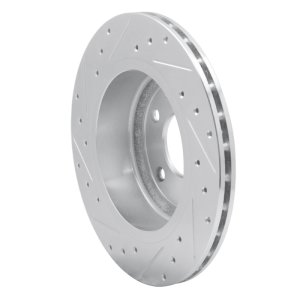 Jaguar XKR Brake Rotor (1) - Rear Right - DFC - Drilled & Slotted - Silver - `95-`06