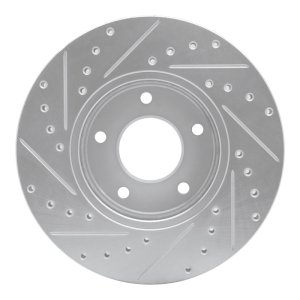 Jaguar Vanden Plas Brake Rotor (1) - Front Right - DFC - Drilled & Slotted - Silver - `97-`03