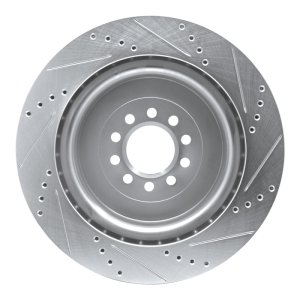 Jaguar Super V8 Brake Rotor (1) - Front Left - DFC - Drilled & Slotted - Silver - `03-`05