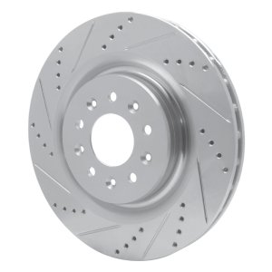 Jaguar XKR Brake Rotor (1) - Front Left - DFC - Drilled & Slotted - Silver - `00-`06