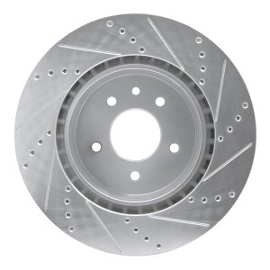 Jaguar XJR Brake Rotor (1) - Rear Left - DFC - Drilled & Slotted - Silver - `00-`06