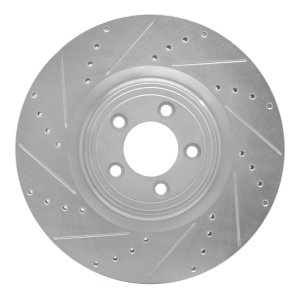 Jaguar XF Brake Rotor (1) - Front Left - DFC - Drilled & Slotted - Silver - `06-`21