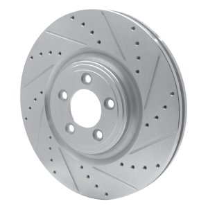 Jaguar XF Brake Rotor (1) - Front Right - DFC - Drilled & Slotted - Silver - `06-`21