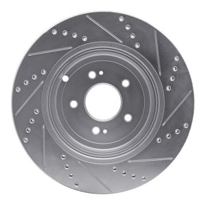 Jaguar XJ Brake Rotor (1) - Front Right - DFC - Drilled & Slotted - Silver - `10-`24