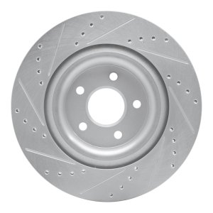 Jaguar F-Type Brake Rotor (1) - Rear Right - DFC - Drilled & Slotted - Silver - `14-`21