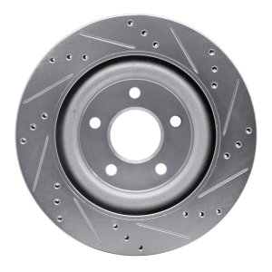 Jaguar S-Type Brake Rotor (1) - Rear Left - DFC - Drilled & Slotted - Silver - `06-`08