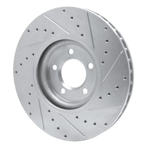 Jaguar S-Type Brake Rotor (1) - Front Left - DFC - Drilled & Slotted - Silver - `03-`05
