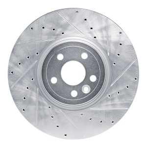 Jaguar F-Pace Brake Rotor (1) - Front Right - DFC - Drilled & Slotted - Silver - `17-`20