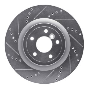 Jaguar XF Brake Rotor (1) - Rear Left - DFC - Drilled & Slotted - Silver - `16-`24