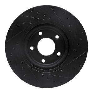 Jaguar XKR Brake Rotor (1) - Front Left - DFC - Drilled & Slotted - Black - `98-`06