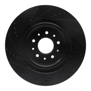 Jaguar XJR Brake Rotor (1) - Front Right - DFC - Drilled & Slotted - Black - `00-`06