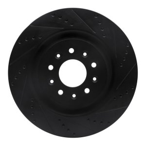 Jaguar XJR Brake Rotor (1) - Front Right - DFC - Drilled & Slotted - Black - `00-`06