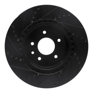 Jaguar XKR Brake Rotor (1) - Rear Right - DFC - Drilled and Slotted - Black - `00-`06