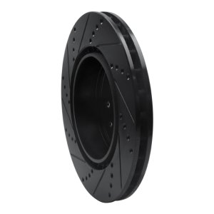 Jaguar XKR Brake Rotor (1) - Rear Right - DFC - Drilled and Slotted - Black - `00-`06