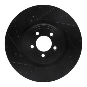 Jaguar F-Type Brake Rotor (1) - Front Left - DFC - Drilled & Slotted - Black - `06-`21