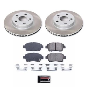Jaguar S-TYPE Brake Kit - Front + Rear - PowerStop - Genuine Geomet Coated Rotor + Low-Dust Ceramic Pads - `00-`02