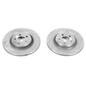 Jaguar S-Type Brake Rotors (2) - Rear - PowerStop - Evolution Drilled & Slotted - Silver - `06-`08