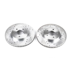 Jaguar X-Type Brake Rotors (2) - Front - PowerStop - Evolution Drilled & Slotted - Silver - `02-`08 Jaguar X-Type Brake Rotors (2) - Front - PowerStop - Evolution Drilled & Slotted - Silver - `02-`08