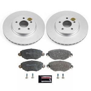 Jaguar X-Type Brake Kit - Front - PowerStop - Genuine Geomet Coated Rotors + ECE-R90 Brake Pads - `02-`08