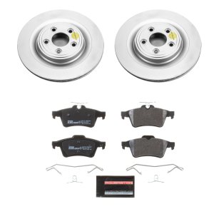 Jaguar S-Type Brake Kit - Rear - PowerStop - Genuine Geomet Coated Rotors + ECE-R90 Certified Pads + Hardware - `06-`08