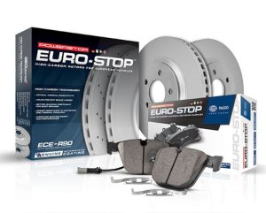 Jaguar S-Type Brake Kit - Rear - PowerStop - Genuine Geomet Coated Rotors + ECE-R90 Certified Pads + Hardware - `06-`08