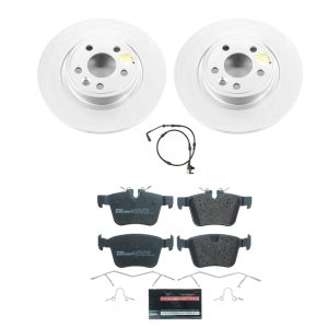 Jaguar E-Pace Brake Pads + Rotors - Rear - PowerStop - Euro-Stop Rotors (GEOMET 360 Coated) + ECE-R90 Pads - `18-`19