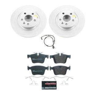 Jaguar E-Pace Brake Pads + Rotors - Rear - PowerStop - Euro-Stop Rotors (GEOMET 360 Coated) + ECE-R90 Pads - `18-`19
