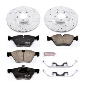 Jaguar S-Type Brake Kit - Front - PowerStop - Z23 Evolution Sport + Drilled & Slotted Rotors + Carbon-Fiber Ceramic Pads - 2005 Jaguar S-Type Brake Kit - Front - PowerStop - Z23 Evolution Sport + Drilled & Slotted Rotors + Carbon-Fiber Ceramic Pads - 2005
