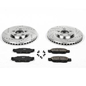 Jaguar S-Type Brake Kit - Front - PowerStop - Z23 Evolution Sport with Drilled & Slotted Rotors + Carbon-Fiber Ceramic Pads - `03-`04 Jaguar S-Type Brake Kit - Front - PowerStop - Z23 Evolution Sport with Drilled & Slotted Rotors + Carbon-Fiber Ceramic Pads - `03-`04