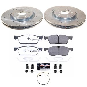 Jaguar F-Pace Brake Kit - Front - PowerStop - Drilled & Slotted Rotors + Carbon-Fiber Ceramic Pads - `17-`20