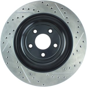 Jaguar XFR-S Brake Rotors (1) - Rear Left - Stoptech - Slotted & Drilled - Black - `13-`15