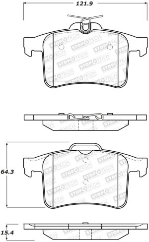 Jaguar XFR Brake Pads - Front - Stoptech - Street with Shims and Hardware - `10-`15