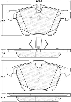 Jaguar XF Brake Pads - Front - Stoptech - Street - `13-`16