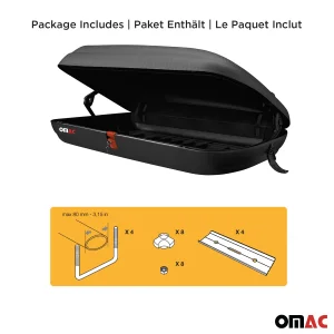 Roof Rack Cargo Box - 11.3 Cubic Feet - Dual Side Opening - Carbon Fiber Texture