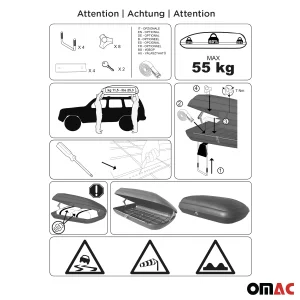 Roof Rack Cargo Box - 11.3 Cubic Feet - Dual Side Opening - Carbon Fiber Texture