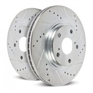 Jaguar E-Pace Brake Rotors - Rear - Drilled + Slotted - Pair - Powerstop - Evolution