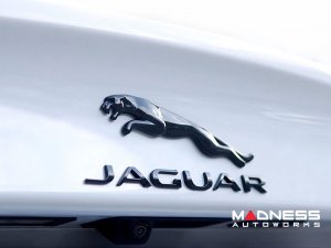 Jaguar Custom Emblem Set - Leaping Jaguar + Jaguar Lettering - Gloss Black Finish