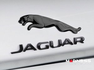 Jaguar Custom Emblem Set - Leaping Jaguar + Jaguar Lettering - Gloss Black Finish