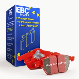 Jaguar F-TYPE Brake Pads - Front - EBC - Redstuff - 3.0L - Cast Iron Rotors - '14-'22 