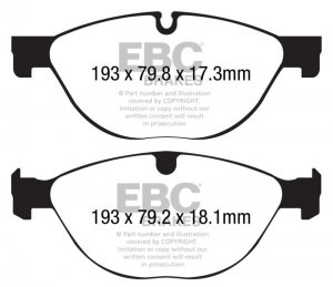 Jaguar F-TYPE Brake Pads - Front -  EBC - Yellowstuff - 3.0L - Cast Iron Rotors - '14 - '23