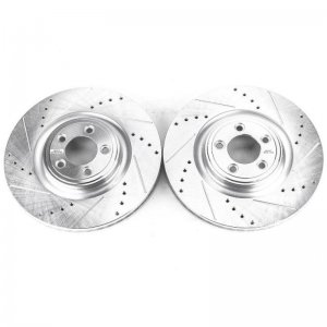 Jaguar XK Brake Rotors (2) - Front - Powerstop - Drilled/ Slotted - Evolution 