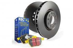 Jaguar XK Brake Pads and Rotors - Rear - Premium - EBC - Yellowstuff - '61 - '64